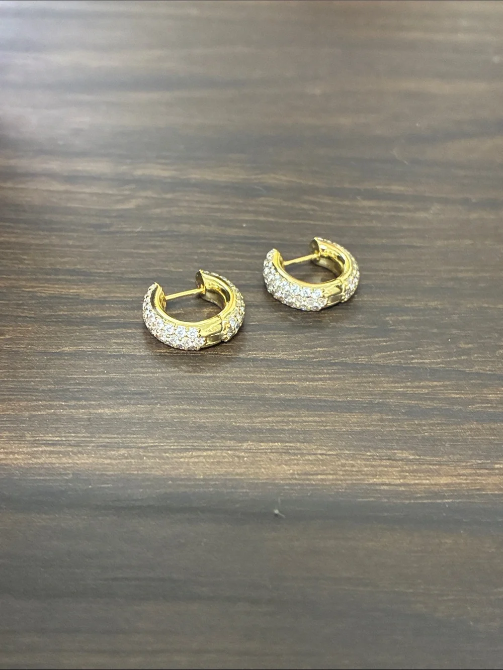 Gold Pavé Huggie Hoop Earrings - Quiet Luxury Preppy Coastal